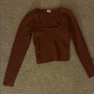 Abercrombie & Fitch Rust Long Sleeve Ribbed Top